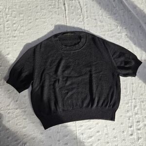 St. John Basics Classic Black Women's Short Sleeve Sweater